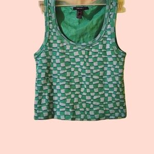 forever 21 green and white  plaid / checkered tank top Size S retro y2k